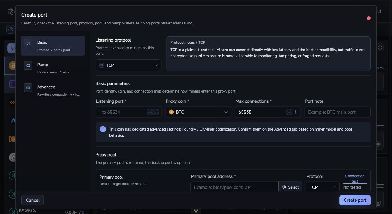 RustMinerSystem proxy port form