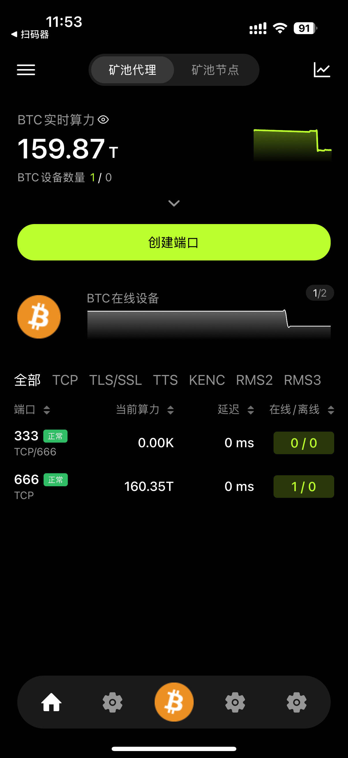 Скриншот RustMinerApp с обзором proxy пула и списком портов